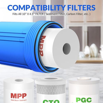 SimPure DB10P 10" *4.5" Whole House Sediment Water Filter Housing - size: 1 Count (Pack of 1), style: System (10 Inch x 4.5 Inch)