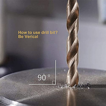 HIDOTOL Cobalt Drill Bit Set 115 PCS - M35 High Speed Steel Twist Jobber Length Drill Bits for Hardened Metal, Stainless Steel, Cast Iron, Plastic and Wood, 1/16"-1/2", A-Z, 1-60 - size: Cobalt 115 PCS