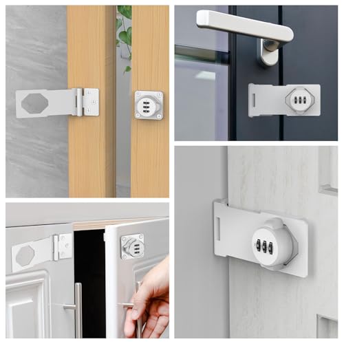 Cabinet Locks with Combination, Hasp Locks, White - color: White