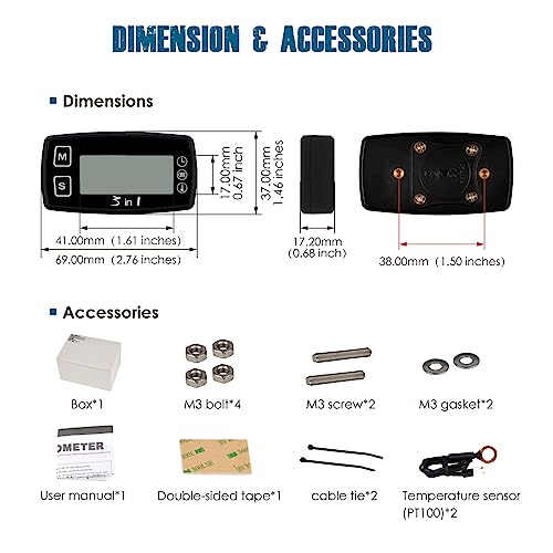 Runleader Digital Engine Temperature Gauge Volt Meter RL-TM005