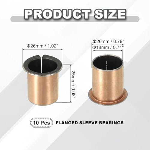 uxcell 10Pcs Flanged Sleeve Bearing 18mm Bore x 20mm OD x 25mm Length - size: 18x20x25mm, 26mm Flange Diax1.0mm Flange t