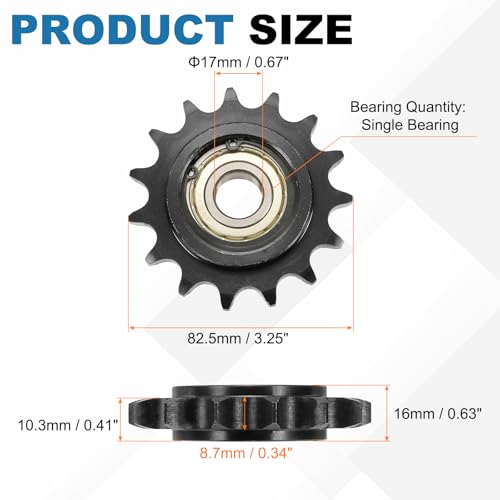 uxcell #50 Roller Chain Idler Sprocket, 17mm Bore 5/8" Pitch 15 Tooth - size: 17mm Bore 5/8" Pitch 15 Tooth