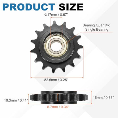 uxcell #50 Roller Chain Idler Sprocket, 17mm Bore 5/8" Pitch 15 Tooth - size: 17mm Bore 5/8" Pitch 15 Tooth