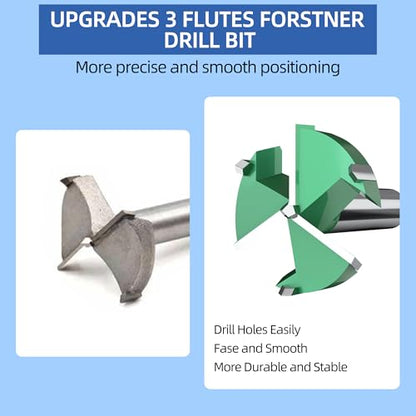 HUHAO 2-5/64" | 53mm Triple Flute Forstner Drill Bit, Tungsten Carbide Upgraded Drilling Hole Saw Woodworking Hinge Cutter Tool Kits for Wood,Plywood,Plastic,MDF - size: 53 mm