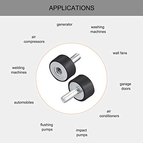 uxcell M6 Male Female Rubber Mounts, Shock Absorber, for Motor Generator Compressor Garage Reverse Osmosis Pump Impact Air Generator Car Bobbins, D20mmxH10mm 4pcs - size: M6*16 D20*H10