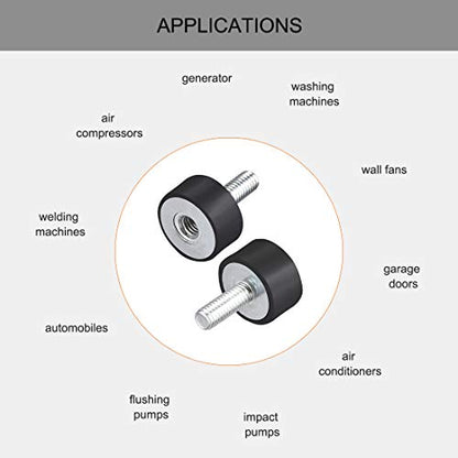 uxcell M6 Male Female Rubber Mounts, Shock Absorber, for Motor Generator Compressor Garage Reverse Osmosis Pump Impact Air Generator Car Bobbins, D20mmxH10mm 4pcs - size: M6*16 D20*H10