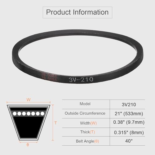 uxcell 3V210 Rubber V Belt 21" Length x 0.38" Width x 0.31" Thick, Industrial Power Transmission Belt - size: 3V210