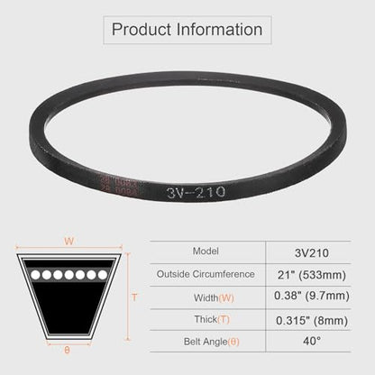 uxcell 3V210 Rubber V Belt 21" Length x 0.38" Width x 0.31" Thick, Industrial Power Transmission Belt - size: 3V210