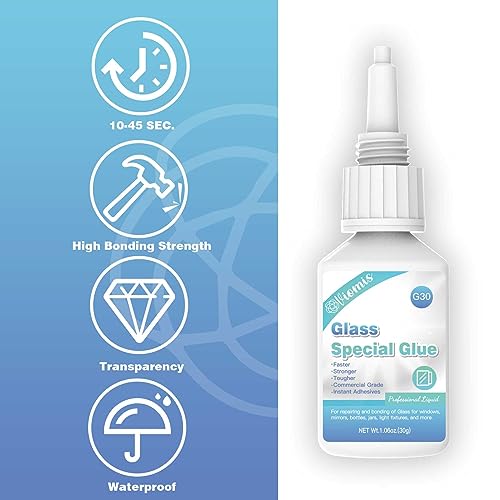 Glass Glue, 30g, Instant Strong Bond for Glass, Acrylic, Waterproof, Dries Clear, Quick Curing, Ideal for Craft, Jewelry, Rhinestone, Crystal, Mirror, Glasses - size: Glass Glue