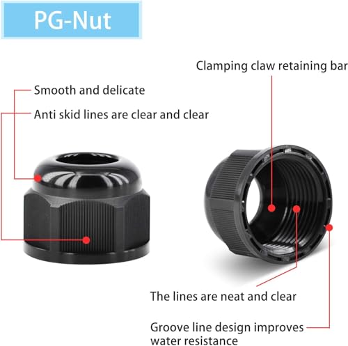 SuperInk 40 Pcs Cable Gland - Plastic Waterproof Adjustable 3-14mm Cable Glands Joints Wire Protector PG7 PG9 PG11 PG13.5 PG16 Cable Connectors