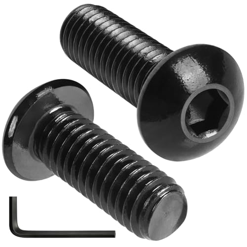 VGBUY 16Pcs 3/8-16 x 1 Button Head Socket Cap Bolts Screws, 304 Stainless Steel 18-8, Black Zinc Plated, Fully Threaded, with Spanner Allen Hex Drive - color: Black, size: 3/8-16 x 1"