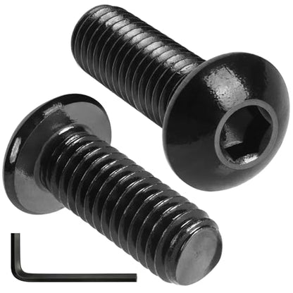 VGBUY 16Pcs 3/8-16 x 1 Button Head Socket Cap Bolts Screws, 304 Stainless Steel 18-8, Black Zinc Plated, Fully Threaded, with Spanner Allen Hex Drive - color: Black, size: 3/8-16 x 1"