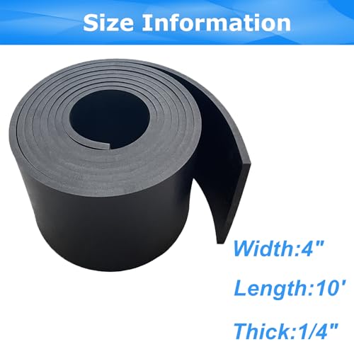 Solid Rubber Sheets,Rolls & Strips 1/4 (.25)" Thick X 4" Wide X 10'Long, - size: 4"X10'X1/4", style: No Adhesive
