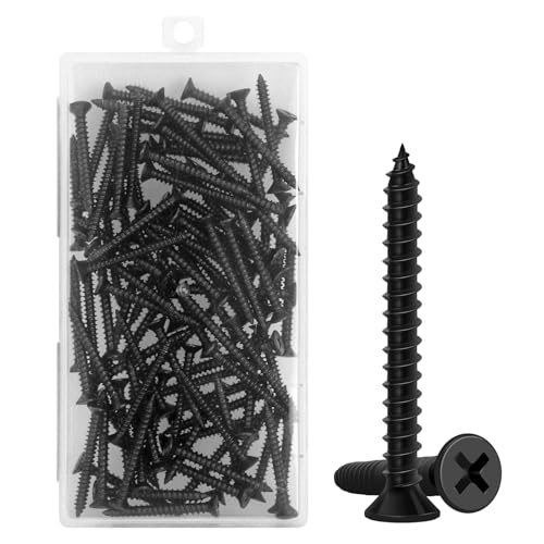 Wood Screws 1-1/2 Inch, 80PCS, FIXLINK #8 x 1-1/2“ Flat Head Black Screws - size: #8 x 1-1/2"