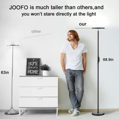 JOOFO LED Torchiere Floor Lamp with Remote, Stepless Dimmable Black - color: Black