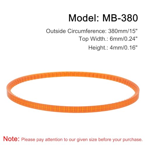 uxcell 4pcs MB Series Standard Sewing Machine Belts MB-380 Motor Drive V Belt, 380mm / 15" Outside Circumference - size: MB-380