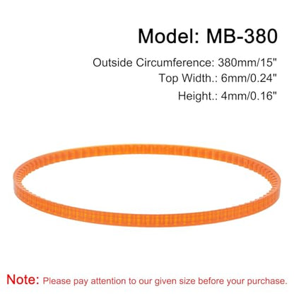 uxcell 4pcs MB Series Standard Sewing Machine Belts MB-380 Motor Drive V Belt, 380mm / 15" Outside Circumference - size: MB-380