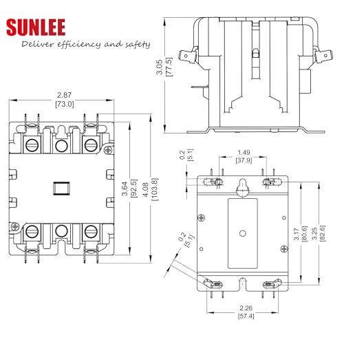 Sunlee controls 60 amp 2 Pole contactor 24V coil definite purpose contactor 42EF25AJ equivalent NEMA - size: 2P 60A 24VAC