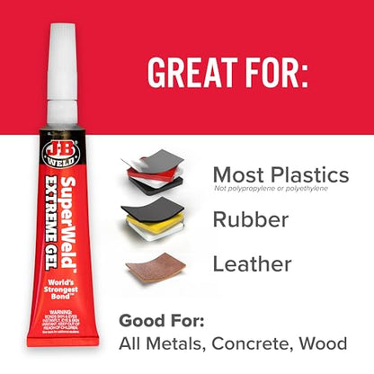 J-B Weld Superglue Gel 15g 2 Pack - SuperWeld Extreme Gel - size: 15g Gel - 2 Pack