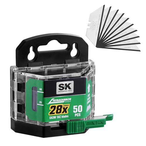 SK 50-Pack Utility Knife Blades, TAC Coated SK2M Steel for 28× Longer Life - style: 50-Pack