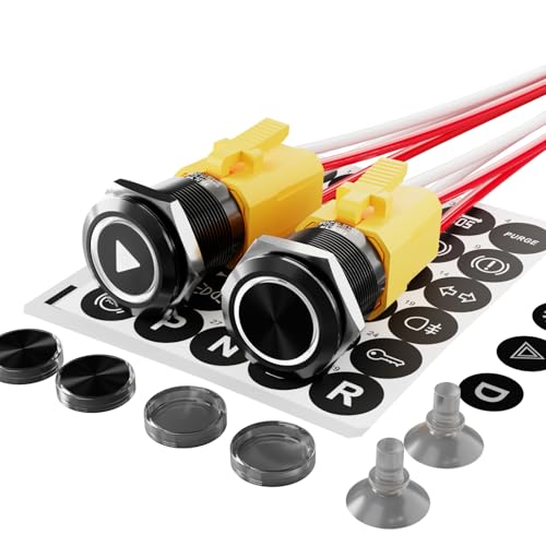 2PCS 22mm 20A Latching Push Button Switch 12V-24V DC 185 Symbol Discs - color: White-Latching