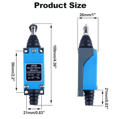 Momentary Limit Travel Switch,Horizontal Roller Plunger Type,NO/NC Self-Resetting Travel Switch (4PCS) - style: ME-8112