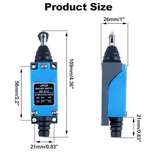 Momentary Limit Travel Switch,Horizontal Roller Plunger Type,NO/NC Self-Resetting Travel Switch (4PCS) - style: ME-8112