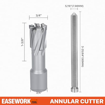 EASEWORK TOOL Carbide-Tipped Annular Cutter, 3/4" Diameter x 1-3/8" Depth - size: 3/4"x1-3/8"