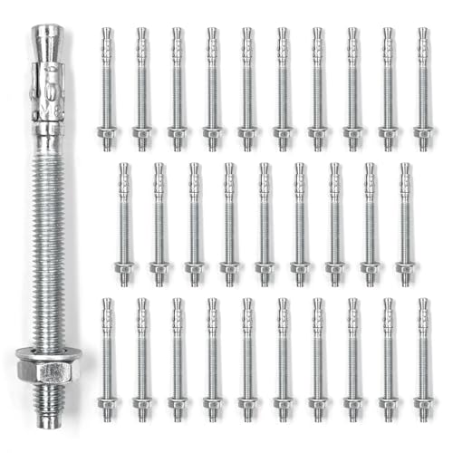 30-Pcs Wedge Anchors for Concrete,5/16" x 4"(M8x100mm) Zinc Plated Anchors - color: 5/16X4"-30pcs