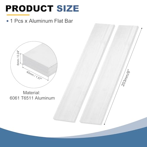MECCANIXITY Square Aluminum Flat Bar, 1/4" Thick 1-9/16" Width 8" Length 6061 Aluminum Flat Plate, 6 x 40 x 203mm T6511 Solid New Mill Stock for Industrial - size: 1/4" T x 1-9/16" W x 8" L