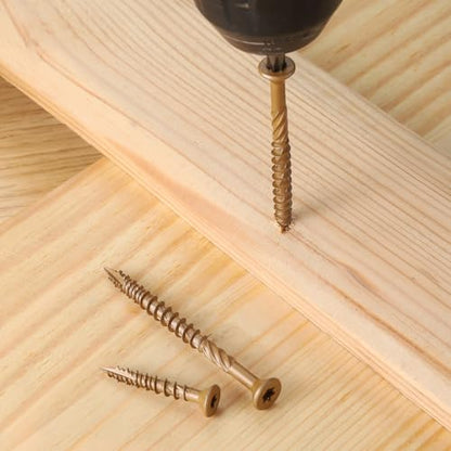 Deck Screws #6 x 1 Inch, 300 PCS Wood Screws Torx Drive Head for Outdoor Decking Wood Fence, Exterior Epoxy Coated Brown Finish with T15 Star Bit - size: #6x1"