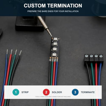 TUOFENG 20 AWG 4 Conductor Extension Wire for 4 Pin RGB LED Strips, 40 ft - size: 20 awg 4 parallel lines 40ft