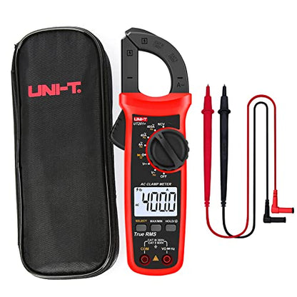 UNI-T Digital Clamp Meter UT201+, AC Current True RMS HVAC Volt Amp Ohm Meter Clamp On Multimeter, Auto Ranging 4,000 Counts NCV AC DC Voltage Frequency Resistance Continuity Diode Tester - size: UT201+