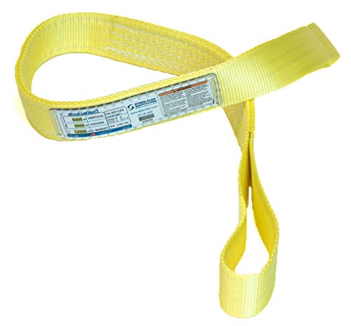 Made in USA - 9 ft Nylon Flat Eye & Eye Web Sling (6400 Vertical - 5000 Choker - 12800 Basket) - size: 9' Length
