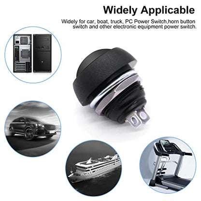 Twidec/2Pcs 12mm 1/2" Mounting Hole On Off Mini Round Waterproof Momentary Push Button Switch Black with Pre-soldered Wires PBS-33B-BK-X-2PCS - color: Black-12mm-2PCS, size: Momentary
