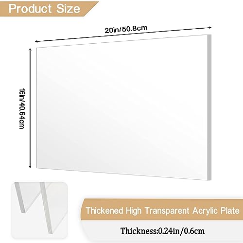 Clear Acrylic Sheet Plexiglass,1/4" Thick (6mm) Cast Acrylic Glass Sheet,Plexiglass Sheet for Craft Projects,Signs,Painting,Windows Replacement (2 Piece 16''x 20'') - size: 16" x 20"