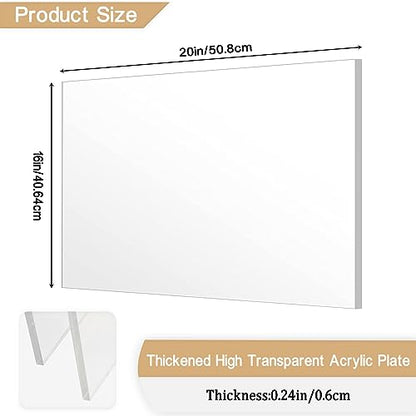 Clear Acrylic Sheet Plexiglass,1/4" Thick (6mm) Cast Acrylic Glass Sheet,Plexiglass Sheet for Craft Projects,Signs,Painting,Windows Replacement (2 Piece 16''x 20'') - size: 16" x 20"