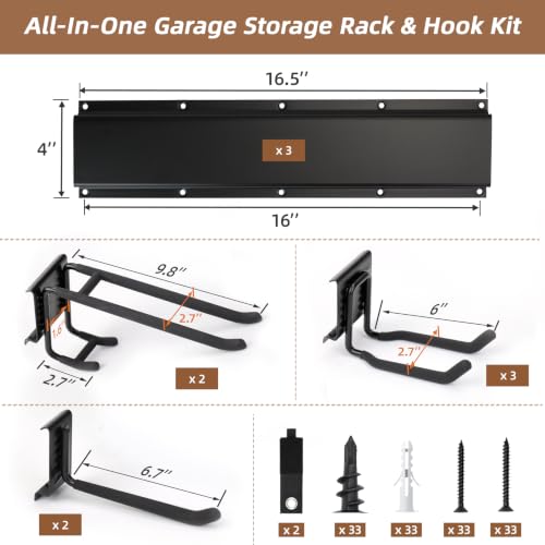 49.5" Garage Tool Organizer Wall Mount, 500 LBS Garden Tool Organizer - size: 49.5 inch