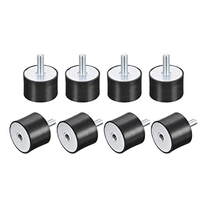 uxcell Rubber Mounts 8pcs M8 Male/Female Vibration Isolator Shock Absorber, for Garage Motor Air Compressor Car Boat Bobbins, D40mmxH30mm - size: M8x40mmx30mm