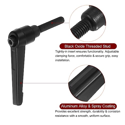 6pcs Adjustable Clamping Lever Handles M6 x 32mm Male Thread Bolt Knobs Rotating Screw Locking Quick Release Ratchet Push Button Handle, Black - size: M6 x 32mm