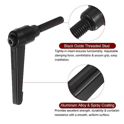 6pcs Adjustable Clamping Lever Handles M6 x 32mm Male Thread Bolt Knobs Rotating Screw Locking Quick Release Ratchet Push Button Handle, Black - size: M6 x 32mm