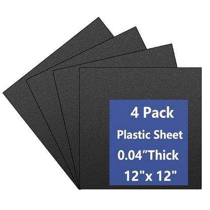 4 Pack Black Plastic Sheets 12x12x0.04 in Flexible High Tensile Plastic Sheets,Plastic Sheet Hard Plastic Sheet Black Plastic Panel for DIY Materials Handicrafts Home Decoration - size: 12x12x0.04 in