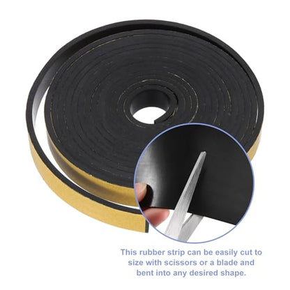 MECCANIXITY Adhesive Neoprene Rubber Strips Sheet 1/2" x 60" x 1/8" Thick Yellow Rubber Weather Stripping for DIY Seal Pads Sound-Proofing Pack of 1 - color: Yellow, size: 1/2" x 60" x 1/8"
