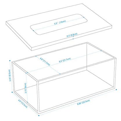 SANRUI Clear Acrylic Facial Tissue Box Cover Holder with 8mm Top Lid Rectangle Napkin Dispenser Organizer for Bathroom, Kitchen and Office Desk - color: Clear