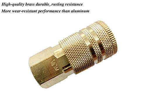 SANFU 1/4-Inch Brass Female Industrial Coupler, Air Hose Fittings 1/4-Inch Female Threads Quick Connector Air Coupler with Storage Case, 10-Pack - style: 10PCS Brass 1/4" Female Coupler