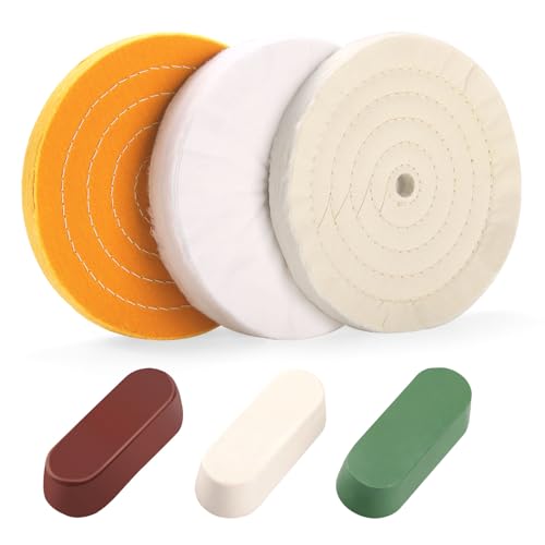 6PCS 8 Inch 5/8" Arbor Hole Polishing Wheels Kit for Bench Grinder - size: 8 inch