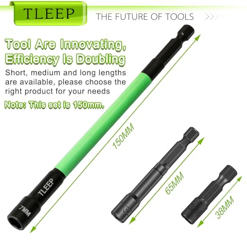 150MM 7mm Magnetic Power Nut Driver Set for Impact Drill, 1/4" Hex Head Drill Bit Set SAE Screwdriver Socket Set, Chrome Vanadium Steel Quick Change Chuck Socket Wrench Nut Setters - size: J.7mm