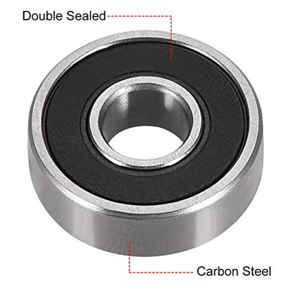 uxcell 607-2RS Deep Groove Ball Bearing Double Sealed 180017, 7mm x 19mm x 6mm High Carbon Steel Z1 Bearings (Pack of 10) - size: 7mmx19mmx6mm