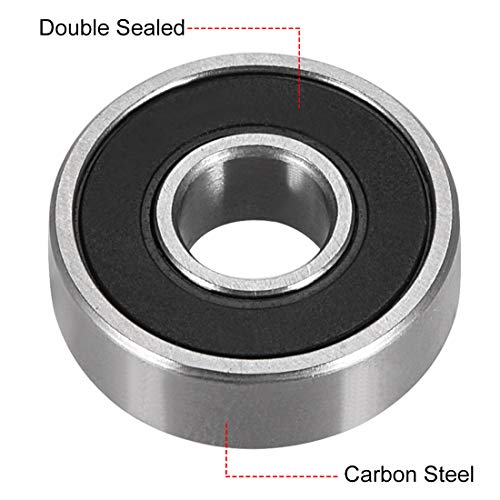 uxcell 607-2RS Deep Groove Ball Bearing Double Sealed 180017, 7mm x 19mm x 6mm High Carbon Steel Z1 Bearings (Pack of 10) - size: 7mmx19mmx6mm