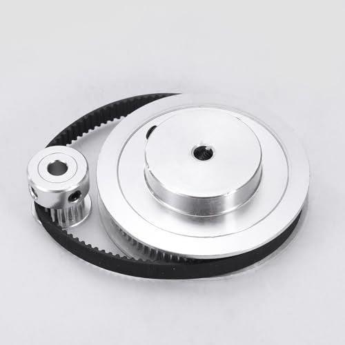 uxcell 2 Set GT-2 Synchronous Wheel 20&80 Teeth 5mm Bore, Aluminum Alloy Timing Pulley Wheel with 2Pcs Length 200mm, Width 6mm Belt for 3D Printer, CNC Machine (20-80T-5B-6)